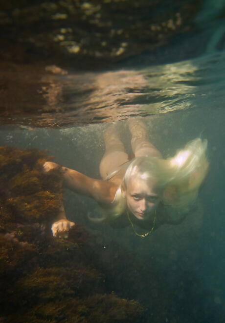 Hot blonde young Nika N in bikini showing her ass and jerking off 